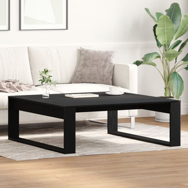 vidaXL Sofabord Sort egetræ Konstrueret træ 100 x 100 x 35 cm Robust