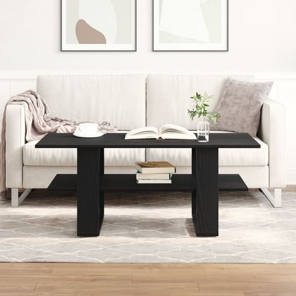 vidaXL Kaffebord Svart Eik 102x55x42 cm Konstruert Tre