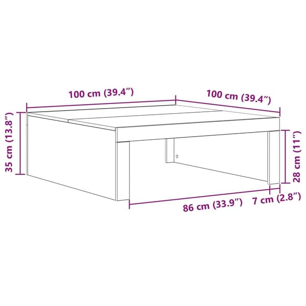 vidaXL Kaffe Bord Svart ek Trä 100 x 100 x 35 cm Hållbar Kaffe Bord