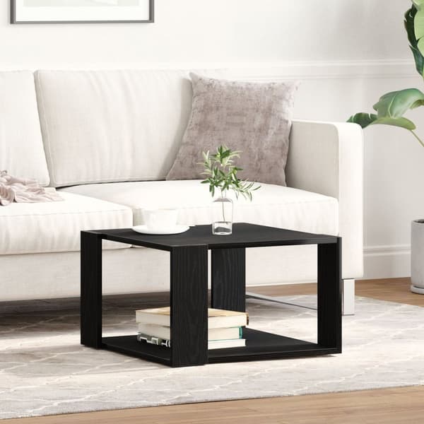 vidaXL Sofabord Sort egetræ Konstrueret træ 85 x 55 x 31 cm Solidt