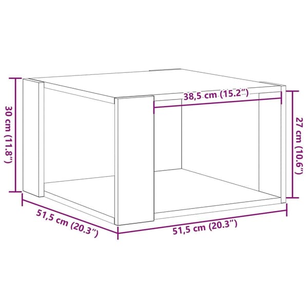 vidaXL Sofabord Sort egetræ Konstrueret træ 85 x 55 x 31 cm Solidt