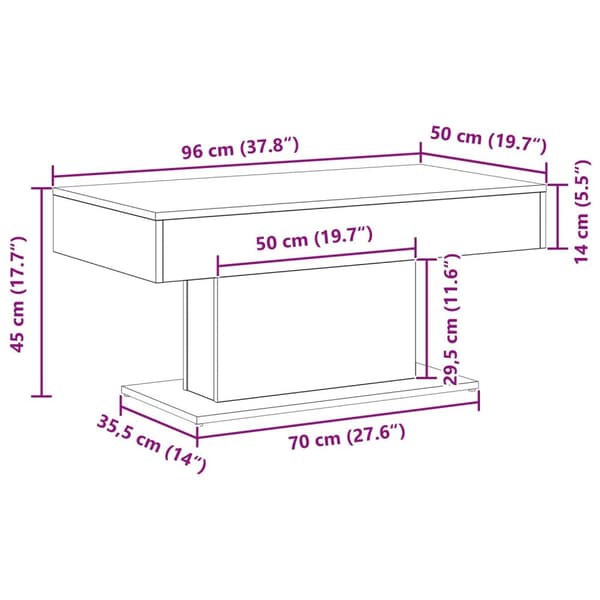 vidaXL Kaffe Bord Svart ek Trä 96.1 x 50 x 44.8 cm Hållbart Kaffe Bord