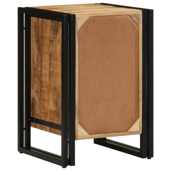 vidaXL Sengebord Brun, Sort Massivt groft mangotræ, jern 40 x 35 x 50 cm
