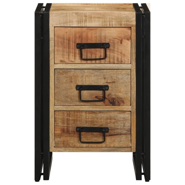 vidaXL Sengebord Brun, Sort Massivt groft mangotræ, jern 40 x 35 x 50 cm