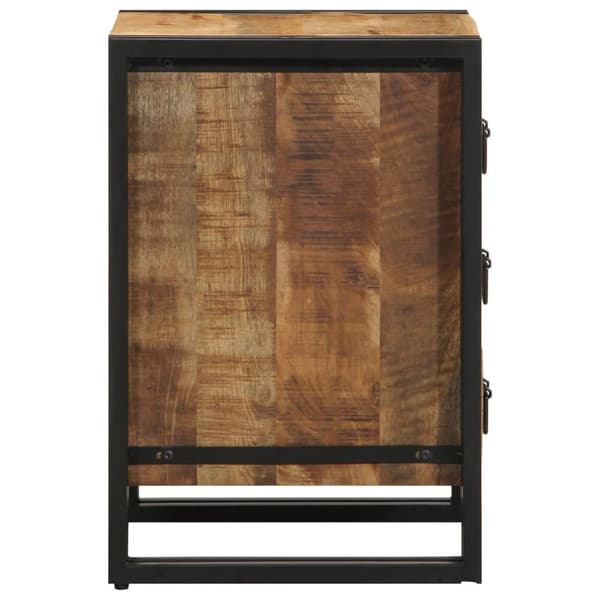 vidaXL Sengebord Brun, Sort Massivt groft mangotræ, jern 40 x 35 x 50 cm