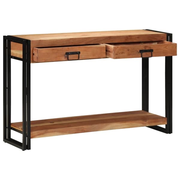 vidaXL Konsolbord Brun, Sort Massivt akacietræ, jern 120 x 33 x 75 cm