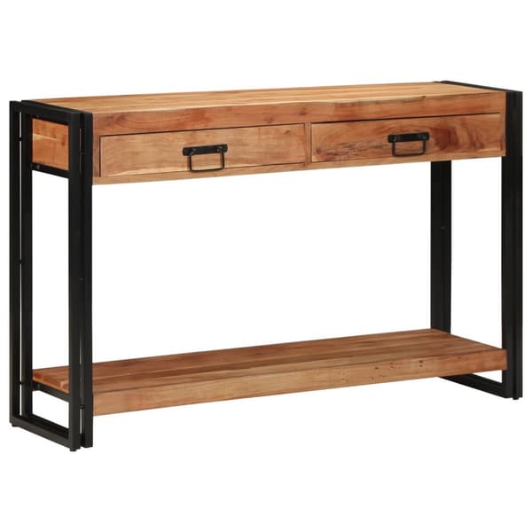 vidaXL Konsolbord Brun, Sort Massivt akacietræ, jern 120 x 33 x 75 cm