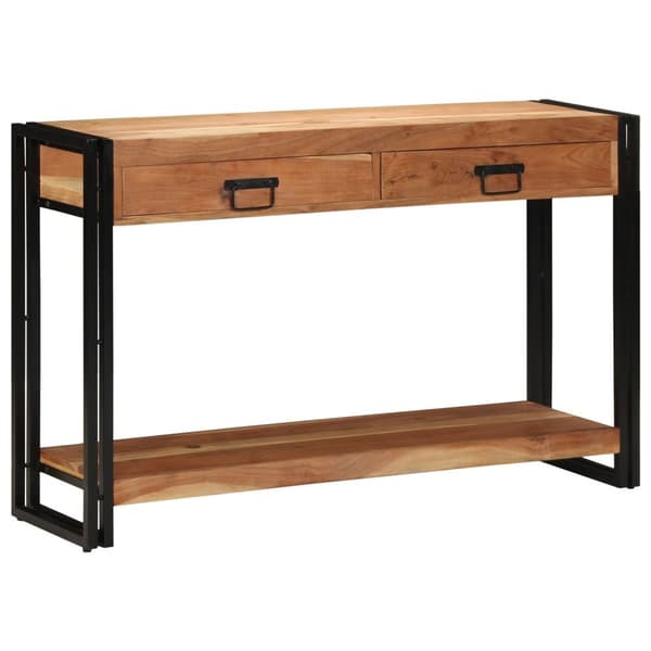 vidaXL Konsolbord Brun, Sort Massivt akacietræ, jern 120 x 33 x 75 cm