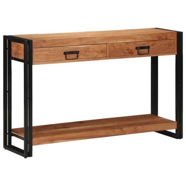 vidaXL Konsolbord Brun, Sort Massivt akacietræ, jern 120 x 33 x 75 cm