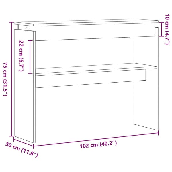 vidaXL Konsolbord Svart ek Massiv ek 80 x 30 x 102 cm Konsolbord