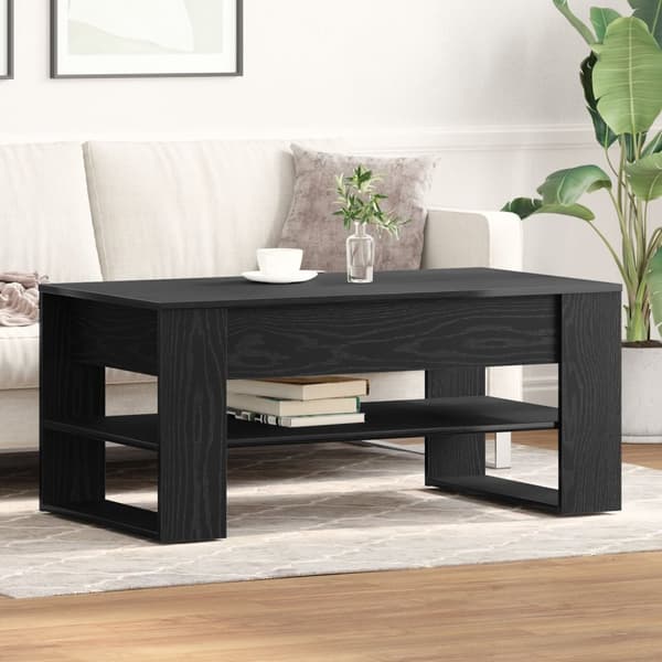 vidaXL Sofabord Sort egetræ Konstrueret træ 102 cm x 55 cm x 45 cm