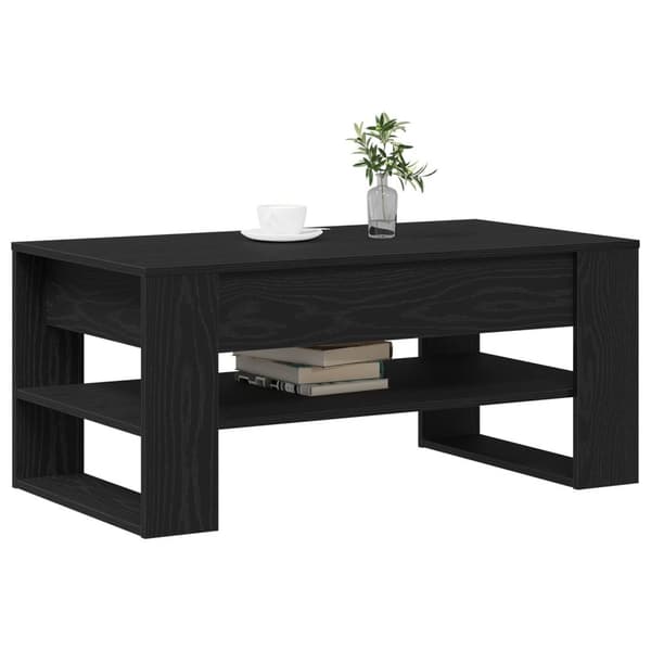 vidaXL Sofabord Sort egetræ Konstrueret træ 102 cm x 55 cm x 45 cm