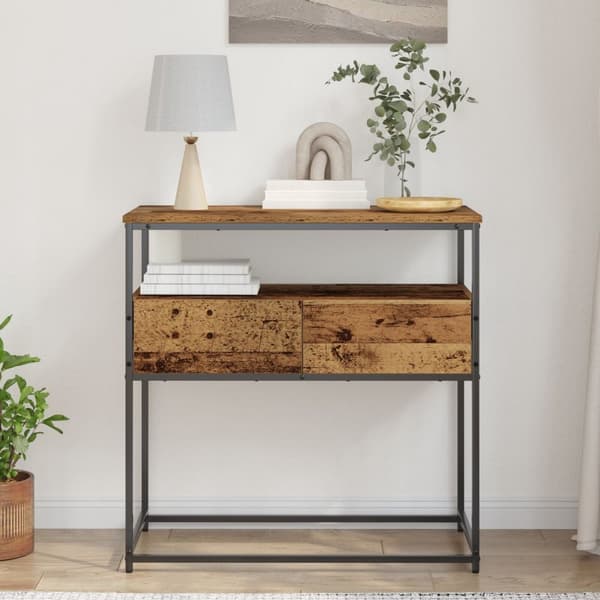 vidaXL Konsolipöytä Vanha Puu 75x40x75 cm Tekokuitu ja Teräs