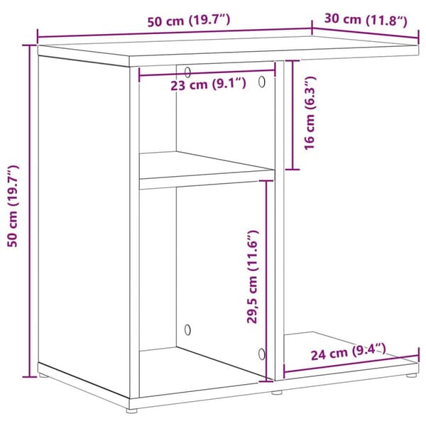 vidaXL Sidebord Svart Eik Tre 50 x 30 x 50 cm Oppbevaring Sluttbord