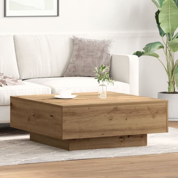 vidaXL Sofabord Artisan egetræ Massivt træ 80 x 80 x 31 cm Sofabord