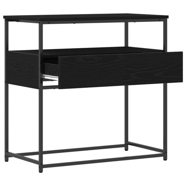 vidaXL Consolebord Sort egetræ Træ, Metal Medium Holdbart Endebord
