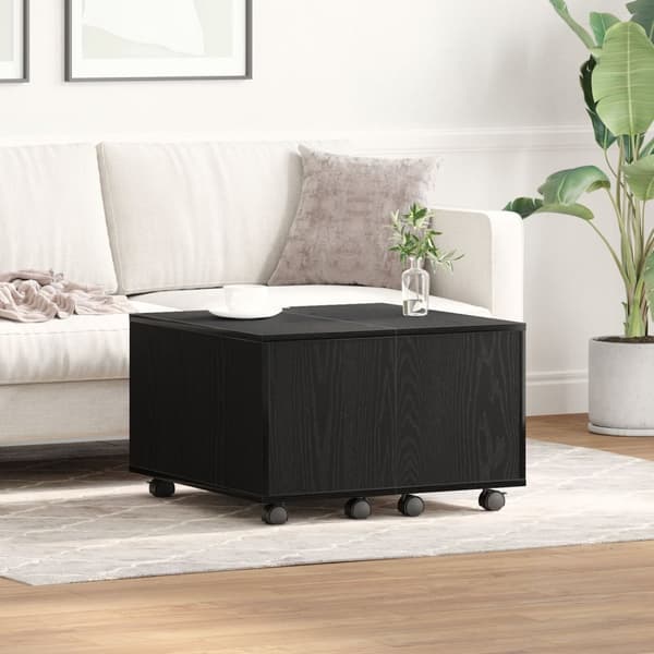 vidaXL Kaffebord Sort eg Ingeniørtræ 60 x 60 x 38 cm Udvideligt