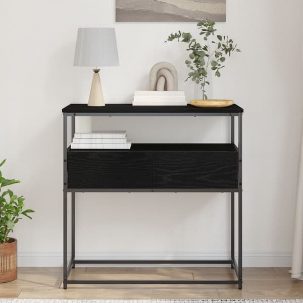 vidaXL Konsollbord Svart Eik 75x40x75 cm Ingeniørtre og Stål