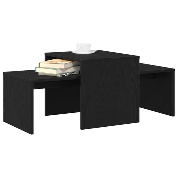 vidaXL Nest av bord svart eik 100x48x40 cm ingeniørtre
