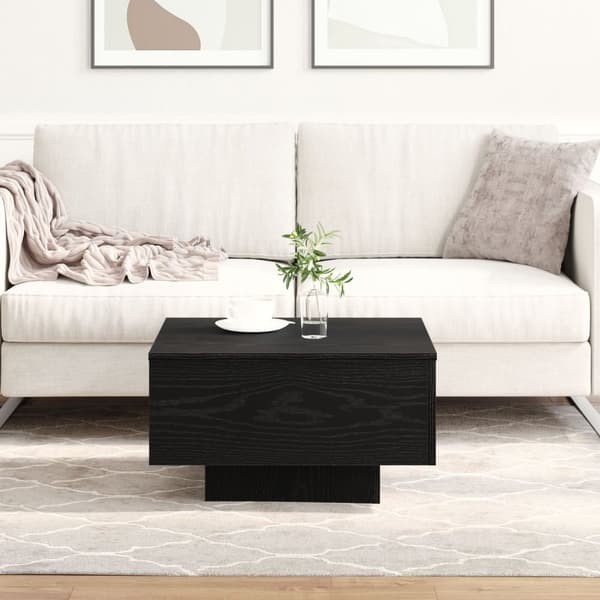 vidaXL Sofa Bord Sort Egetræ Konstrueret træ 55 x 55 x 31 cm Holdbart