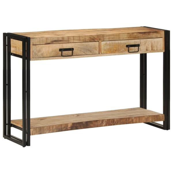 vidaXL Konsolbord Brunt, Sort Massivt mangotræ, jern 120 x 33 x 75 cm