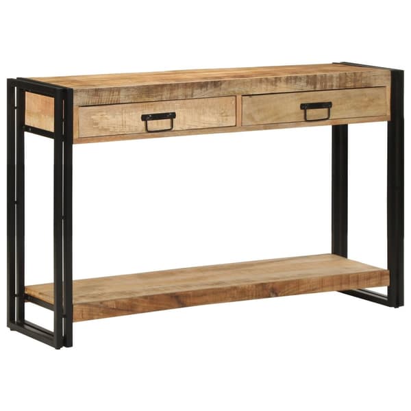 vidaXL Konsolbord Brunt, Sort Massivt mangotræ, jern 120 x 33 x 75 cm