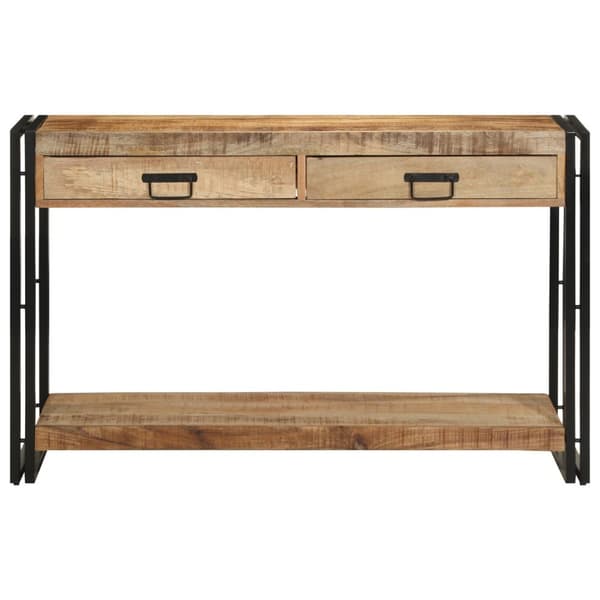 vidaXL Konsolbord Brunt, Sort Massivt mangotræ, jern 120 x 33 x 75 cm