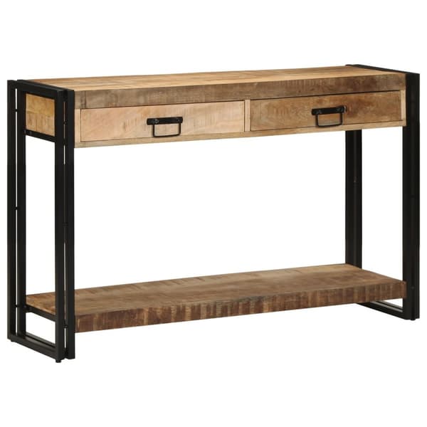 vidaXL Konsolbord Brunt, Sort Massivt mangotræ, jern 120 x 33 x 75 cm