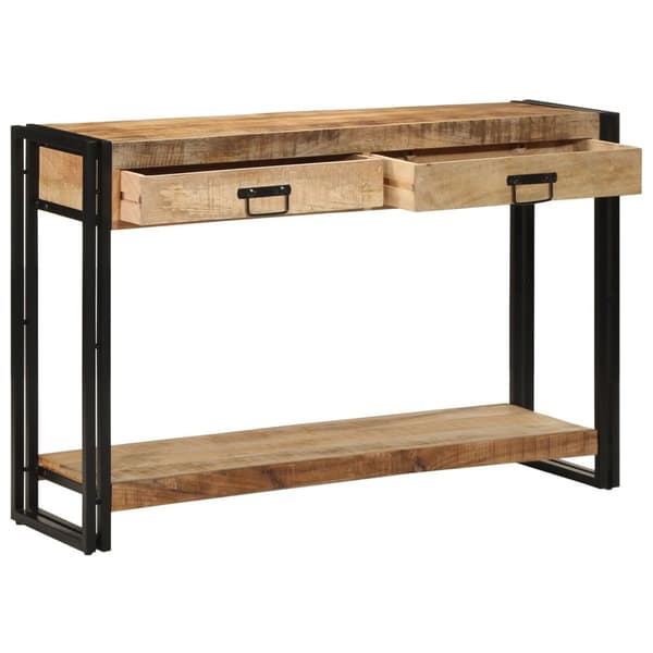 vidaXL Konsolbord Brunt, Sort Massivt mangotræ, jern 120 x 33 x 75 cm