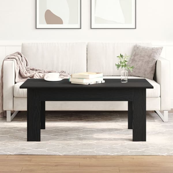 vidaXL Sofabord Sort egetræ Konstrueret træ 100 x 60 x 42 cm Holdbart