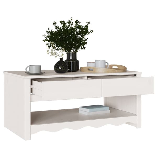 vidaXL Oyster White Træ Mellem Sofabord Rektangulær Moderne