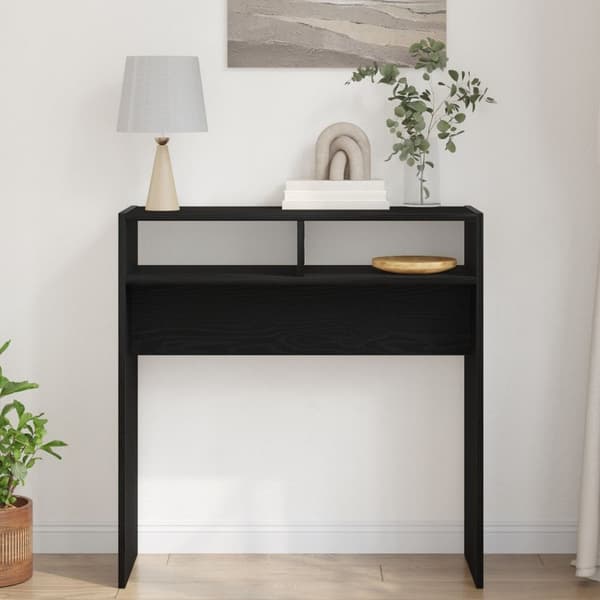 vidaXL Musta Tammi Konsolipöytä - 78x30x80 cm - Teknisestä puusta