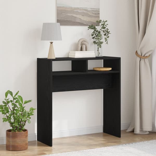 vidaXL Musta Tammi Konsolipöytä - 78x30x80 cm - Teknisestä puusta