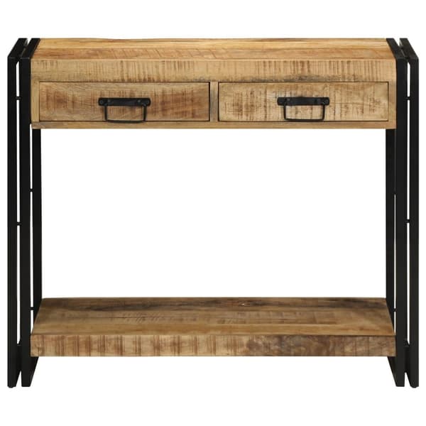vidaXL Konsolbord Brun, Sort Solidt groft mangotræ, jern 90 x 33 x 75 cm