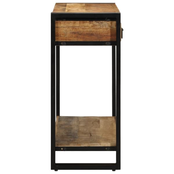 vidaXL Konsolbord Brun, Sort Solidt groft mangotræ, jern 90 x 33 x 75 cm