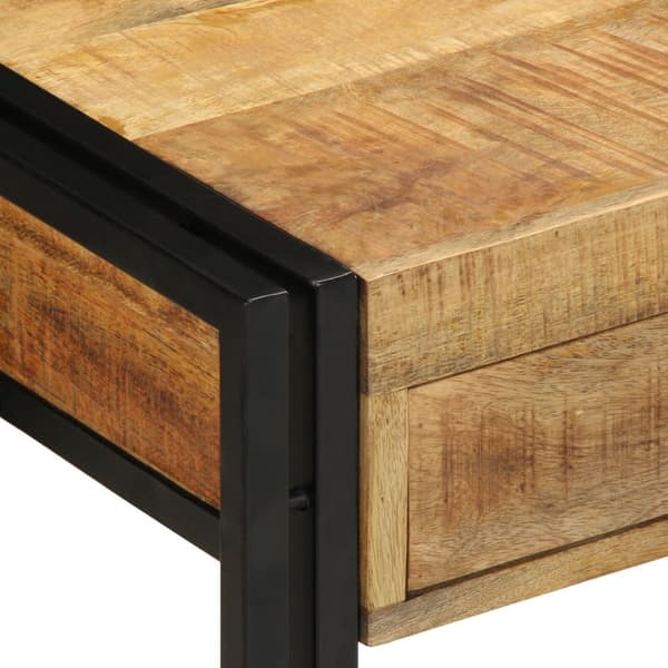 vidaXL Konsolbord Brun, Sort Solidt groft mangotræ, jern 90 x 33 x 75 cm