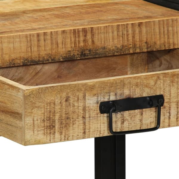 vidaXL Konsolbord Brun, Sort Solidt groft mangotræ, jern 90 x 33 x 75 cm