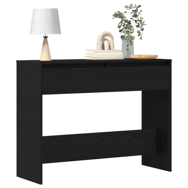 vidaXL Konsolbord Sort Egetræ Konstrukteret Træ 100 x 35 x 76.8 cm