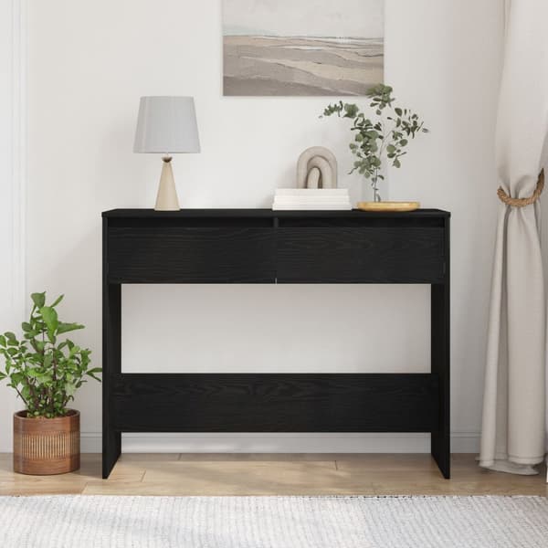 vidaXL Konsolbord Sort Egetræ Konstrukteret Træ 100 x 35 x 76.8 cm