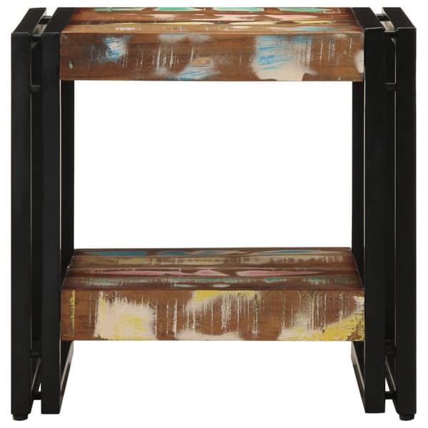 vidaXL Sofabord Flerfarvet, Sort Solidt genbrugstræ, jern 40 x 40 x 38 cm