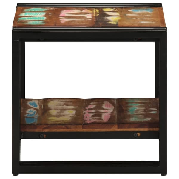 vidaXL Sofabord Flerfarvet, Sort Solidt genbrugstræ, jern 40 x 40 x 38 cm