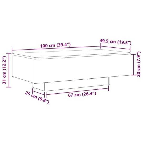 vidaXL Kaffebord Svart Eik 100x30x36,5 cm Konstruert Tre