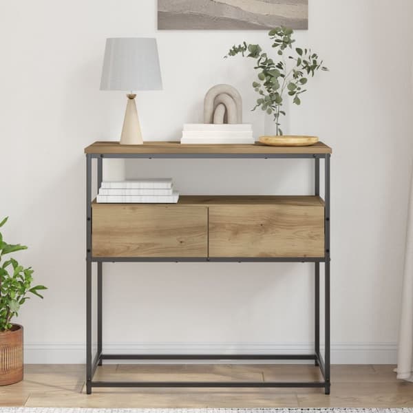 vidaXL Konsol Bord Artisan Eg Konstrueret Træ Opbevaring Endebord