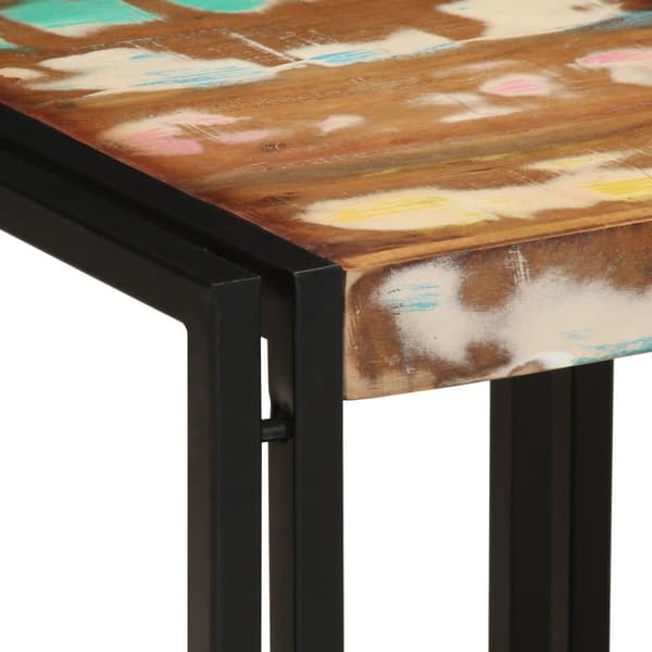 vidaXL Sofabord Flerfarvet, Sort Massivt genbrugstræ, jern 40 x 40 x 38 cm