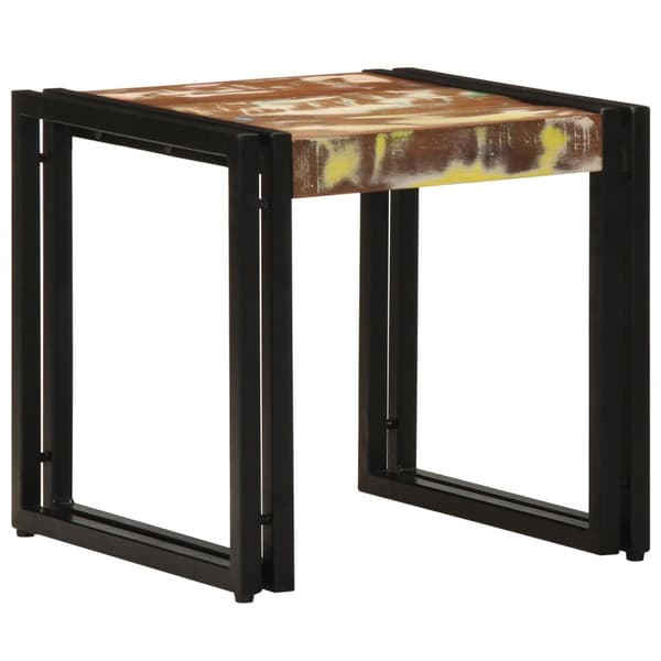 vidaXL Sofabord Flerfarvet, Sort Massivt genbrugstræ, jern 40 x 40 x 38 cm