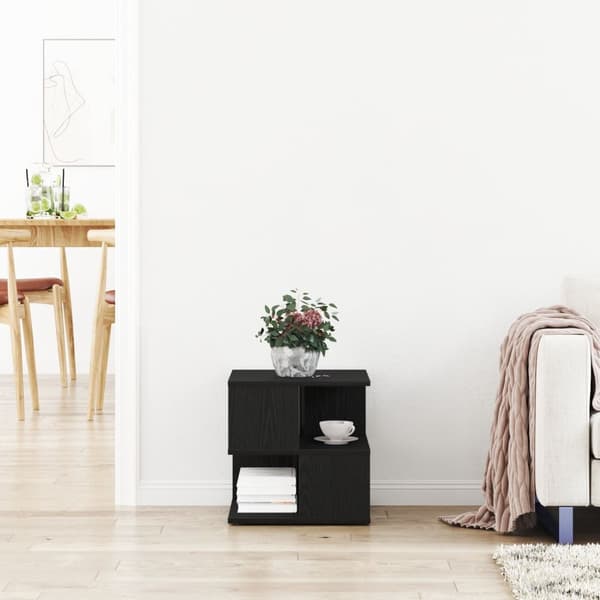 vidaXL Sidebord Sort egetræ Massivt egetræ 40x40x40 cm Opbevaring