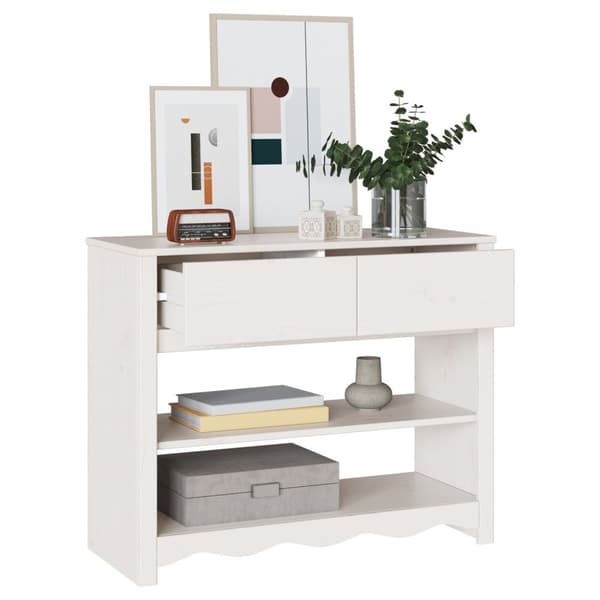 vidaXL Konsollbord ""DRAMMEN"" Hvitt 89,5x37x73 cm Solid Tre Furu