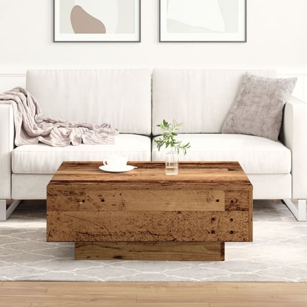 vidaXL Soffbord Gammaldags trä Massivt trä 80 x 80 x 31 cm Enkel