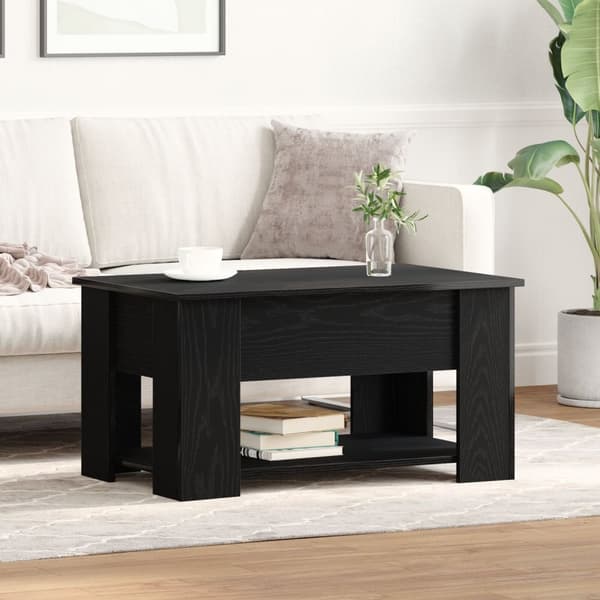vidaXL Sofabord Sort egetræ Træ 79 x 49 x 42,5 cm Sofabord Rektangulær