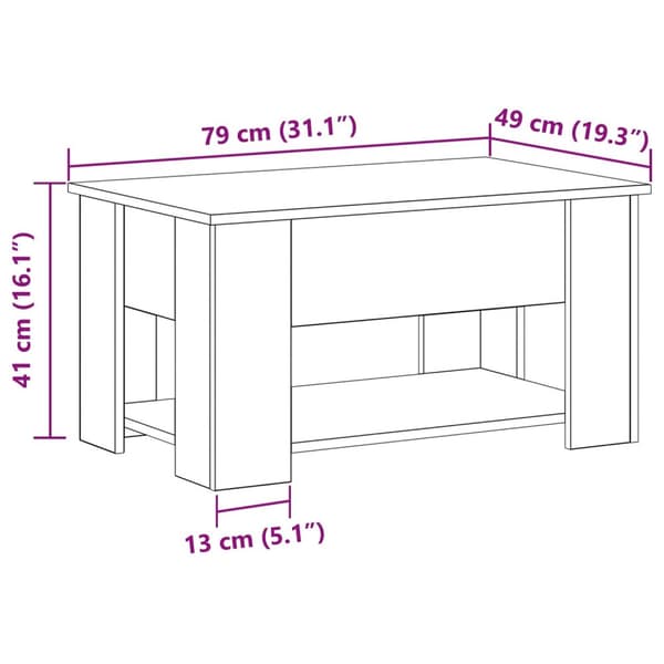 vidaXL Sofabord Sort egetræ Træ 79 x 49 x 42,5 cm Sofabord Rektangulær